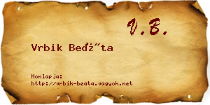 Vrbik Beáta névjegykártya
